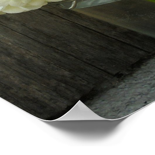 Poster De Jar De Hydrangeas Et De Barn Wood (Coin)