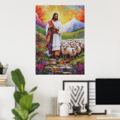 Poster de Jésus et des moutons (Bureau à domicile)