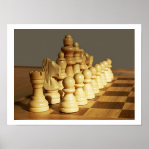 Poster de jeu d'échecs en bois