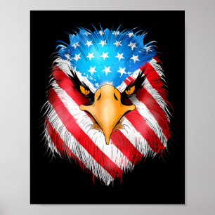 Poster De Juillet Aigle Patriotique Usa Drapeau Américain