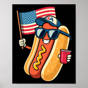 Poster De Juillet Hotdog Funny Quart Juillet Patriotique 