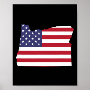 Poster De Juillet Oregon State American Flag Party