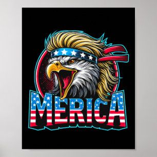 Poster De Juillet Patriotic Funny Eagle Juillet 4 Usa Mer