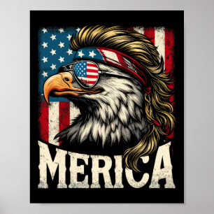 Poster De Juillet Patriotic Funny Eagle Juillet 4 Usa Mer