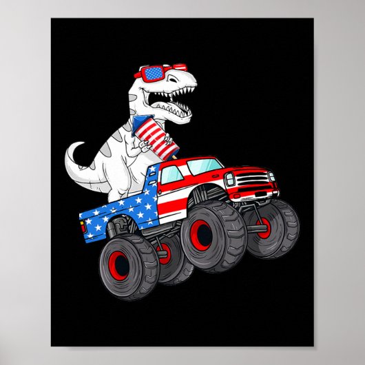 Poster De Juillet T Rex Dino Trex Dinosaur Monster Truck (Devant)