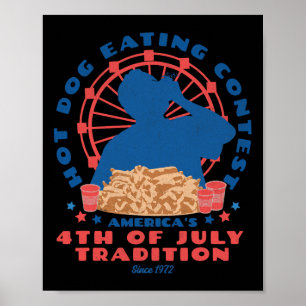 Poster De Juillet Tradition Hot Dog Manger Concours Funny