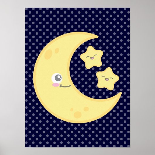 Poster de Kawaii Moon et Stars Imprimer (Devant)
