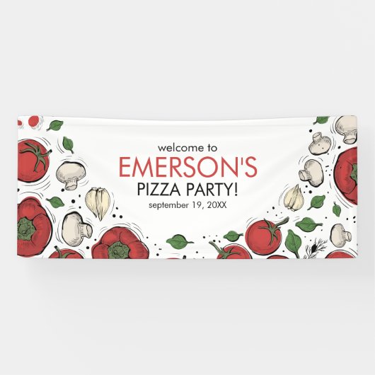 Poster de la bannière de bienvenue de Pizza Party (Horizontal)