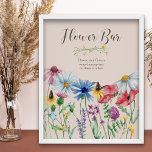 Poster de la barre des fleurs fleur sauvage Fête d<br><div class="desc">Panneau Flower Bar pour votre douche fleur sauvage nuptiale. Ce design botanique aquarelle a une jolie frontière de fleurs sauvages, y compris le trèfle beuret de fleurs de coquelicot et la cloche bleue. Un élégant floral moderne avec calligraphie gonflable. Parfait pour la campagne rustique, cottagecore / campagne ou bohème, floral,...</div>