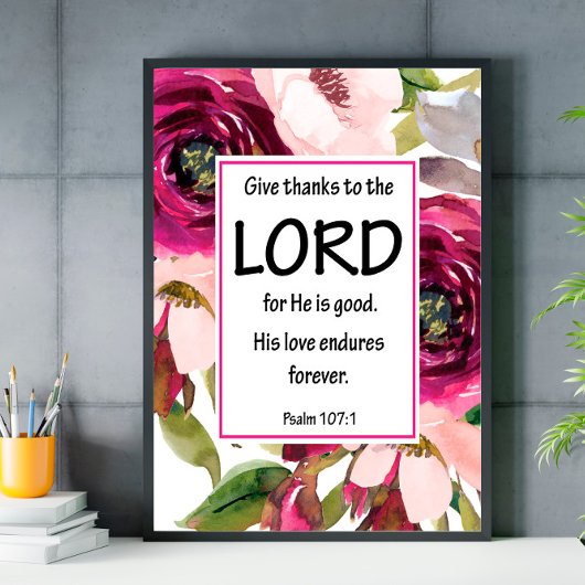 Poster de la Bible Verse Purple Floral Psaume