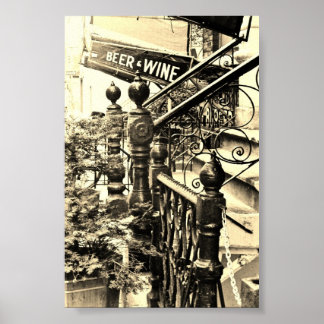Poster de la bière et du vin Sepia