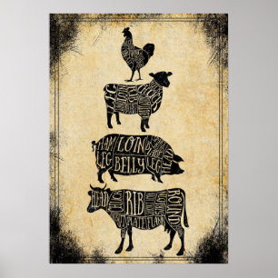 poster de la boucherie vintage