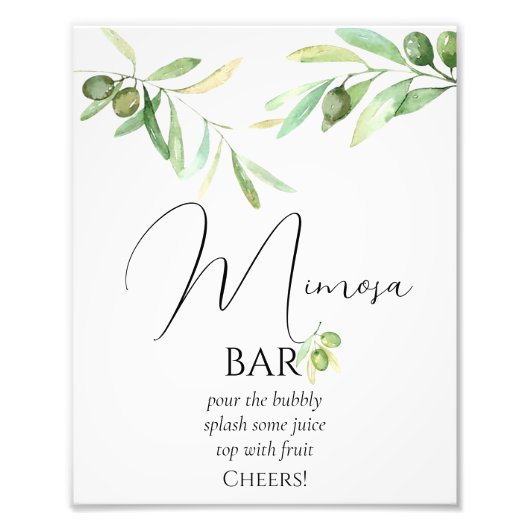 Poster de la branche d'olivier Baby shower Mimosa (Devant)