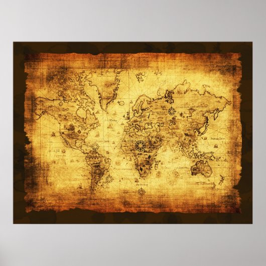 Poster de la carte Arty Vintage Old Gold World (Devant)
