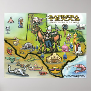 Poster de la carte Bandera TEXAS