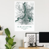 Poster de la carte Calcutta/Kolkata| Bengale occid (Bureau à domicile)