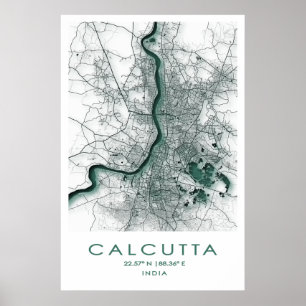 Poster de la carte Calcutta/Kolkata Bengale occid