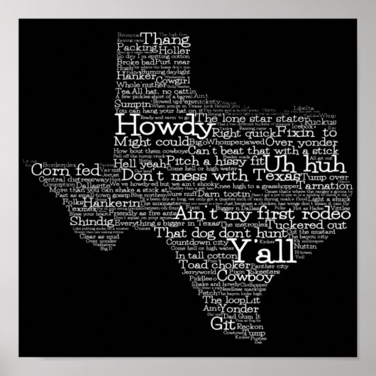 Poster de la carte d'art texan USA Slang Word (Devant)