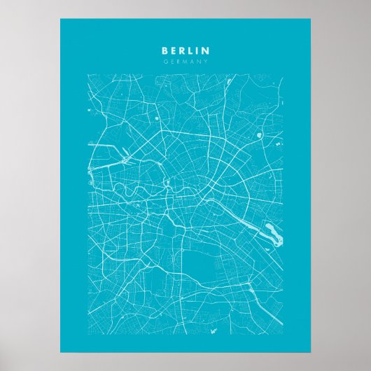 Poster de la carte de Berlin Light Blue City (Devant)