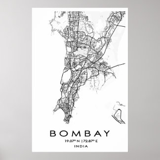 Poster de la carte de Bombay/Mumbai | Maharashtra|