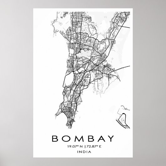 Poster de la carte de Bombay/Mumbai | Maharashtra| (Devant)