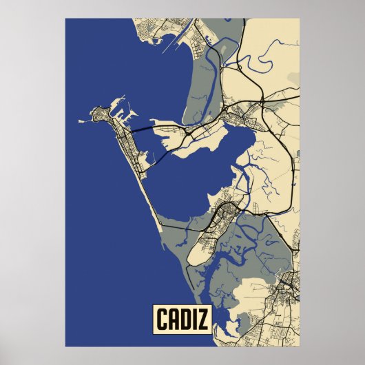 Poster de la carte de Cadiz (Devant)