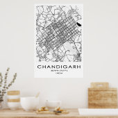 Poster de la carte de Chandigarh| Punjab| Inde (Cuisine)