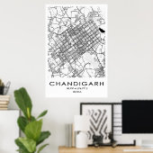 Poster de la carte de Chandigarh| Punjab| Inde (Bureau à domicile)