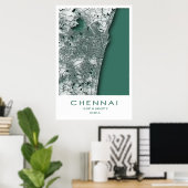 Poster de la carte de Chennai| Madras| Tamil Nadu| (Bureau à domicile)