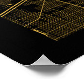 Poster de la carte de Chicago Dark Gold City (Coin)