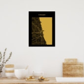 Poster de la carte de Chicago Dark Gold City (Cuisine)