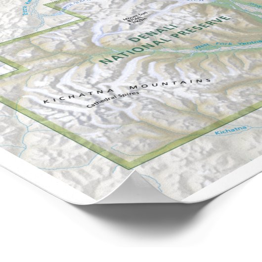 Poster de la carte de Denali (Alaska) (Coin)