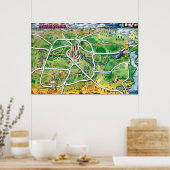 Poster de la carte de dessin de Houston Texas (Cuisine)