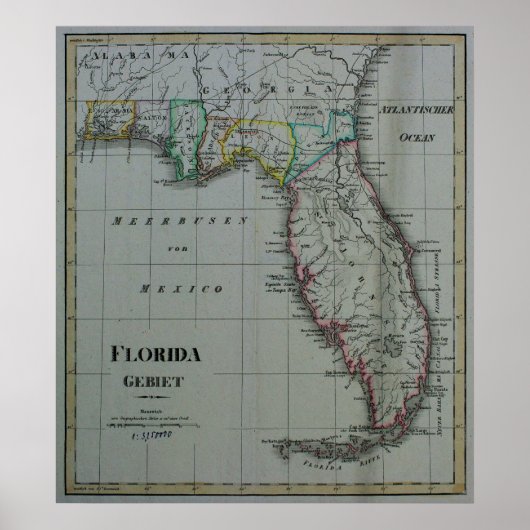 Poster de la carte de Floride 1823 (Devant)