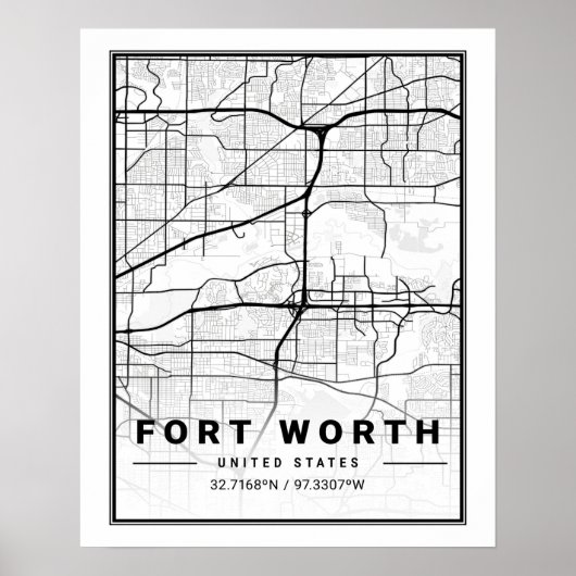 Poster de la carte de Fort Worth Texas USA Travel  (Devant)
