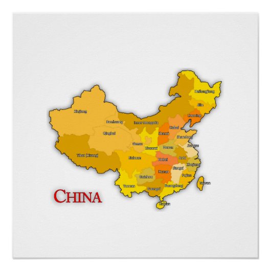 Poster de la carte de la Chine (Devant)