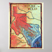 Poster de la carte de la République du Texas (Devant)