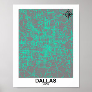 Poster de la carte de la ville de Dallas