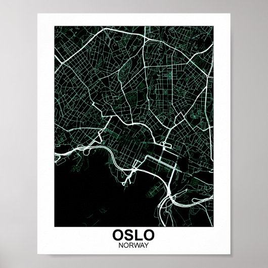 Poster de la carte de la ville d'Oslo, (Devant)