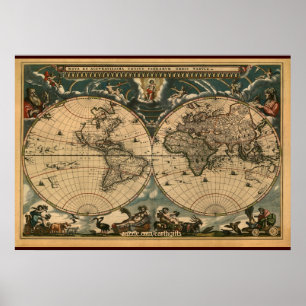 Poster de la carte de l'Ancien Monde Arty