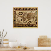 Poster de la carte de l'Ancien Monde vintage (Cuisine)