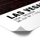 Poster de la carte de Las Vegas - Nevada Carte noi (Coin)