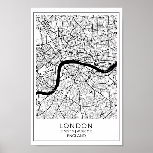 Poster de la carte de Londres - London Wall Art (Devant)