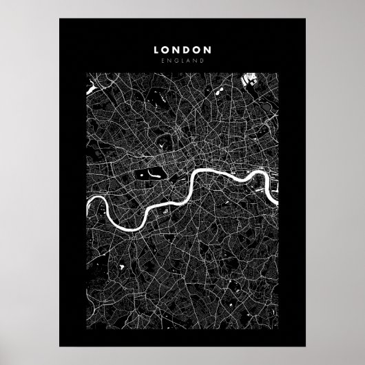 Poster de la carte de Londres - Royaume-Uni Dark C (Devant)