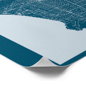 Poster de la carte de Los Angeles Dark Blue City (Coin)