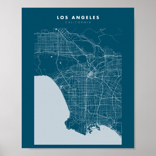 Poster de la carte de Los Angeles Dark Blue City (Devant)