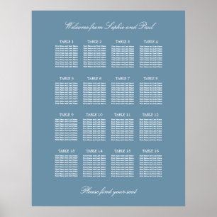 Poster de la carte de Mariage de table Dusty Blue 