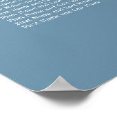 Poster de la carte de Mariage de table Dusty Blue  (Coin)