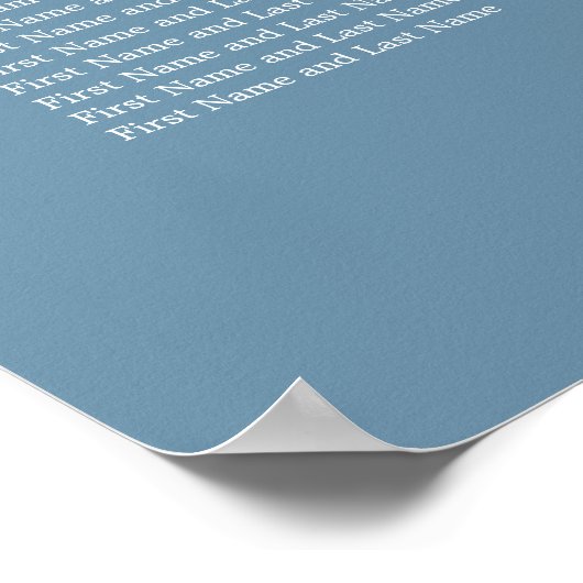 Poster de la carte de Mariage de table Dusty Blue  (Coin)