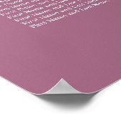 Poster de la carte de Mariage de table Mauve 8 (Coin)
